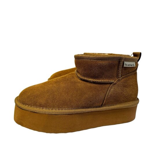 Bearpaw Womens Shalini Retro Shorty Suede Platform Ankle Boot Hickory Sz 9 EUC - Picture 1 of 14